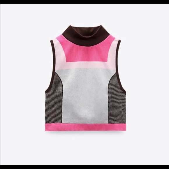 Zara Block Color Seamless Crop Top - Picture 1 of 2